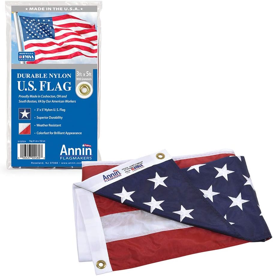 3x5 ft Nylon American Flag with Sewn Stripes and Embroidered Stars E64710
