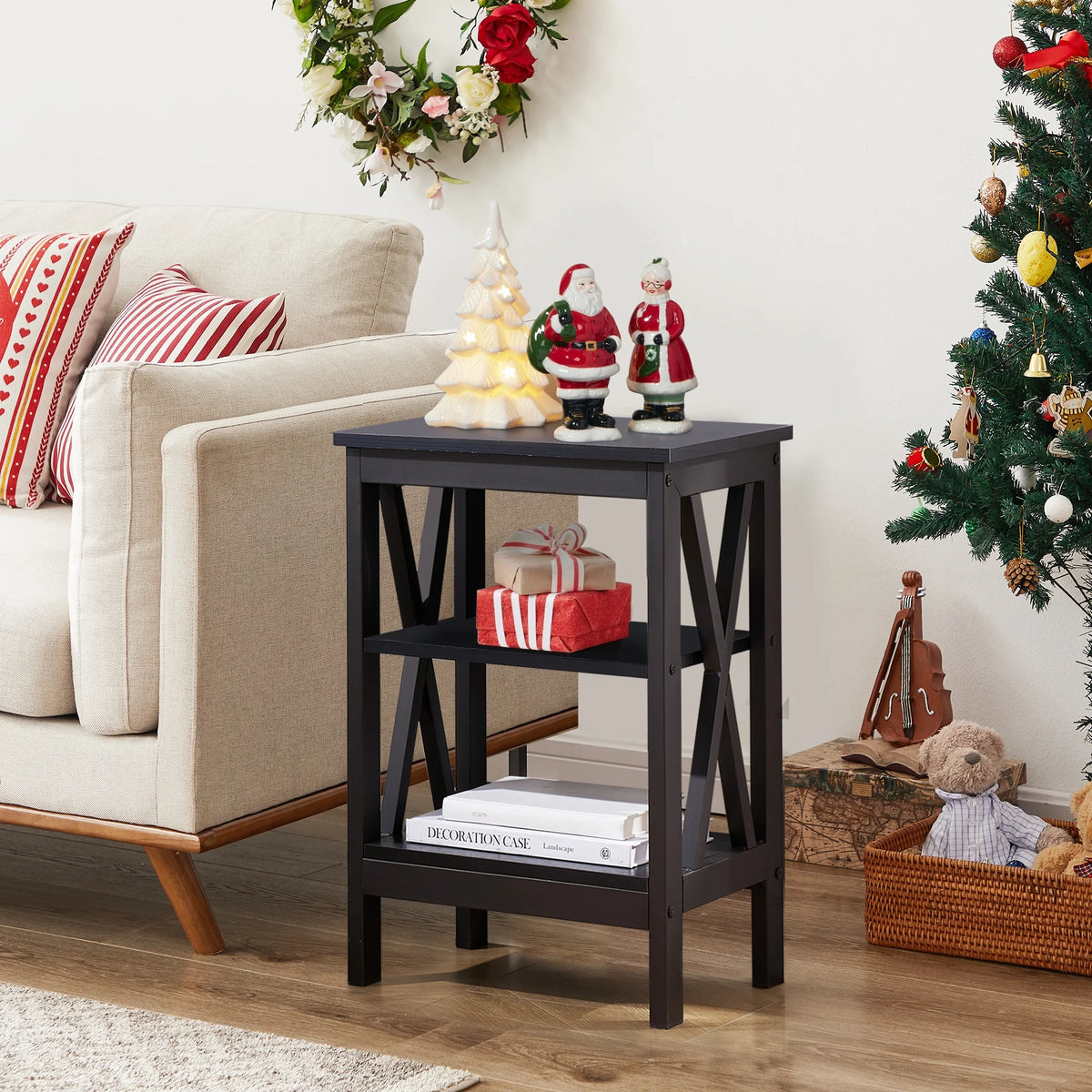 Black 3-Tier Nightstand C867