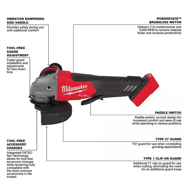18-Volt Lithium-Ion Brushless Cordless 4-1/2 in./5 in. Grinder with Starter Kit E128