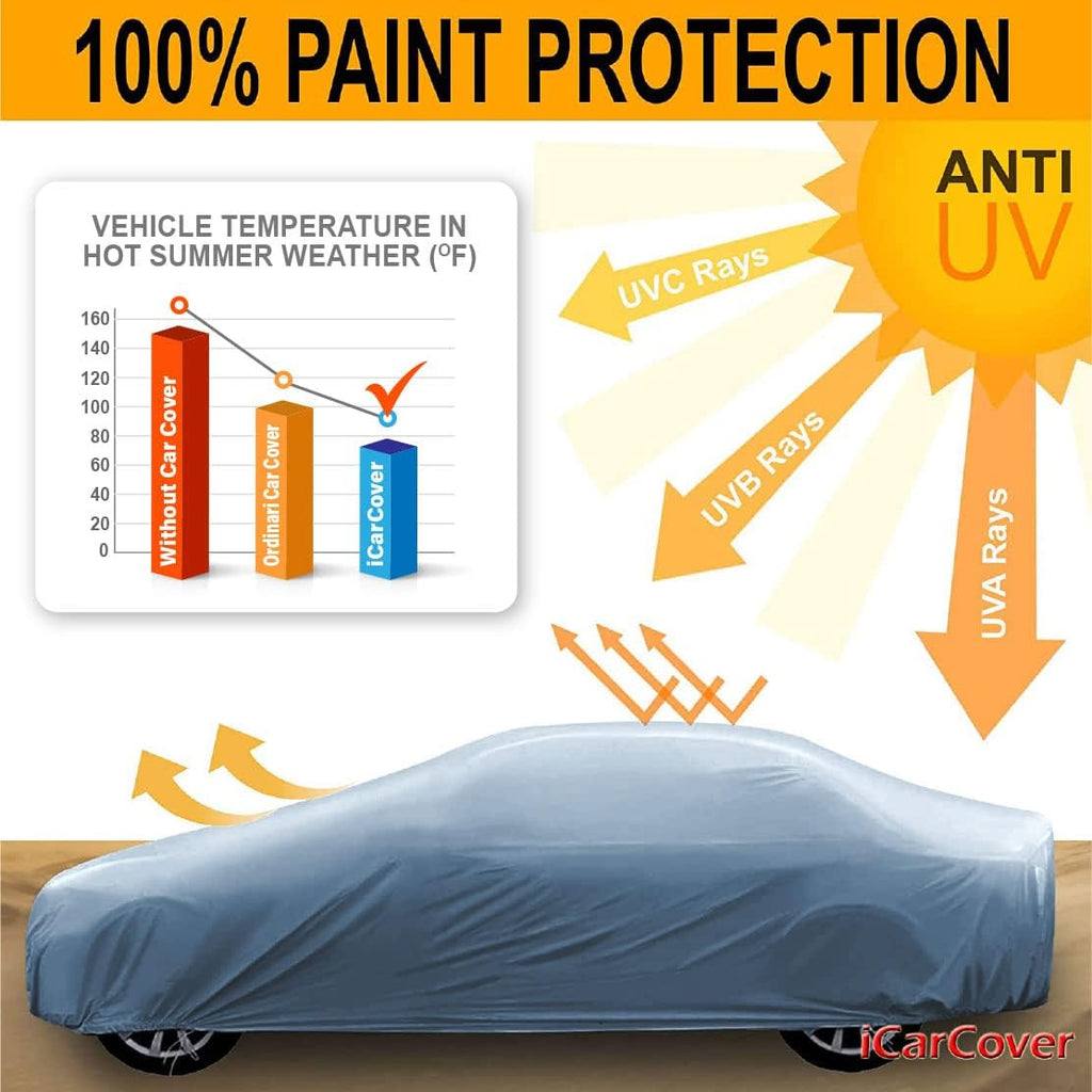 Premium Full Car Cover Waterproof All Weather Resistant Custom Outdoor Indoor Sun Snow Storm Protection Form-Fit Padded Cover with Straps E7015