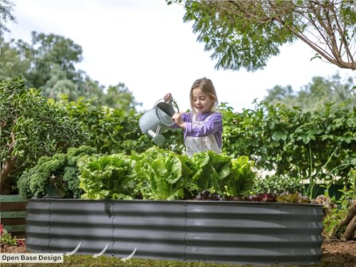 Gray 6×3×1ft Galvanized Metal Raised Garden Bed I12244