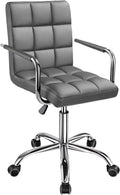 Gray PU Leather Adjustable Height Office Chair with Armrests M25142