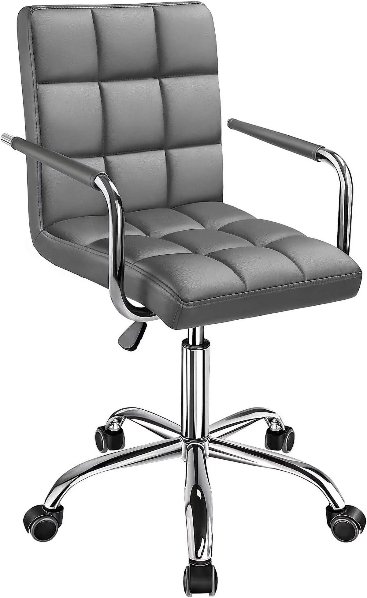 Gray PU Leather Adjustable Height Office Chair with Armrests M25142
