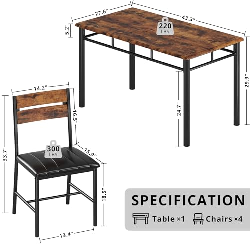Grey Wood Dining Table Set for 4 S7125