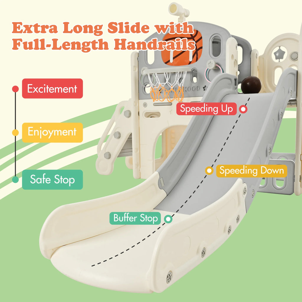 9 in 1 Kids Slide Playset with Basketball Hoop O567