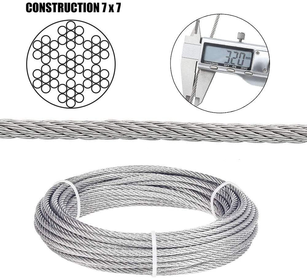Stainless Steel 1/8 Cable Railing Kit with 100ft Wire Rope and Turnbuckles, Pack of 2 D45158