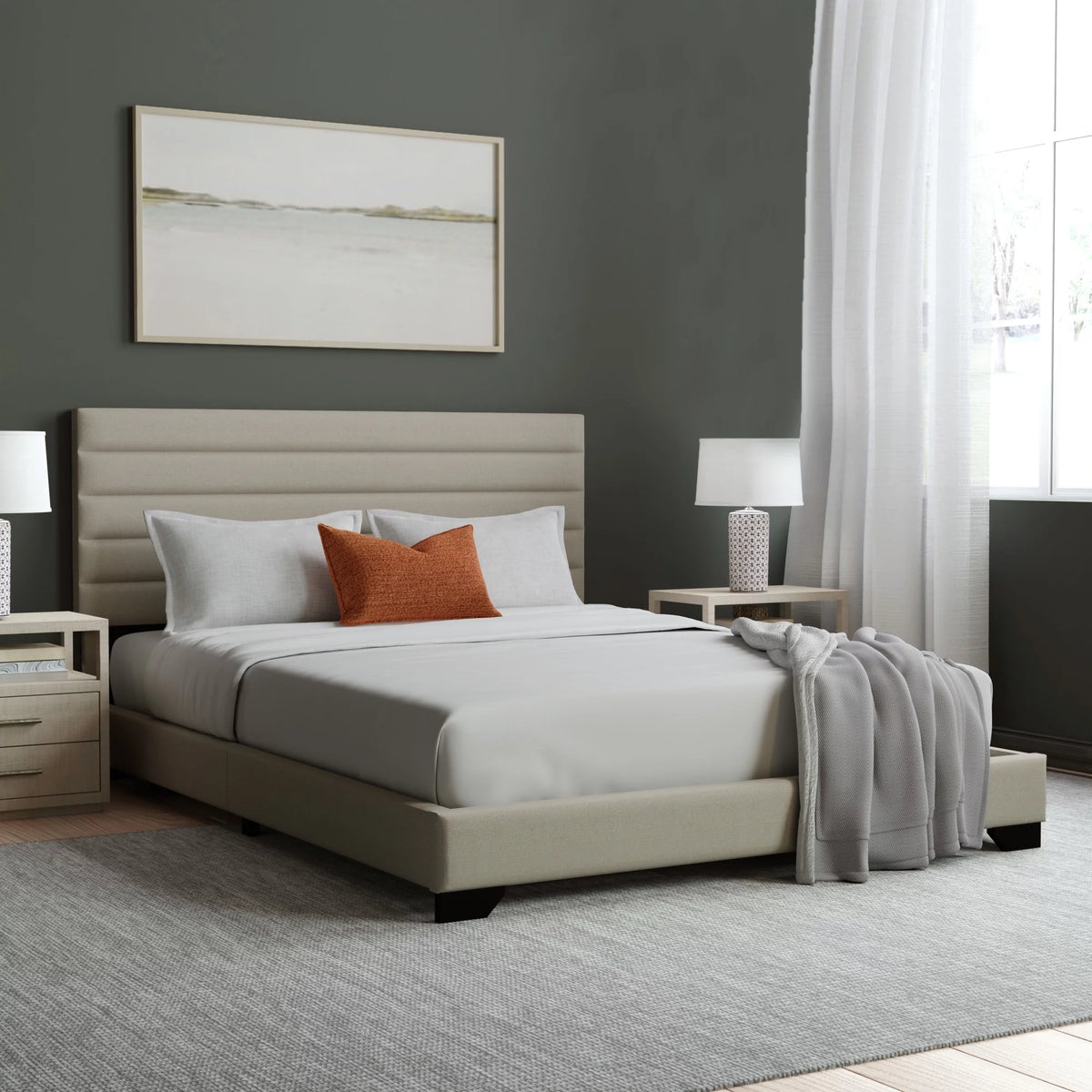 Queen Tufted Platform Bed Y173