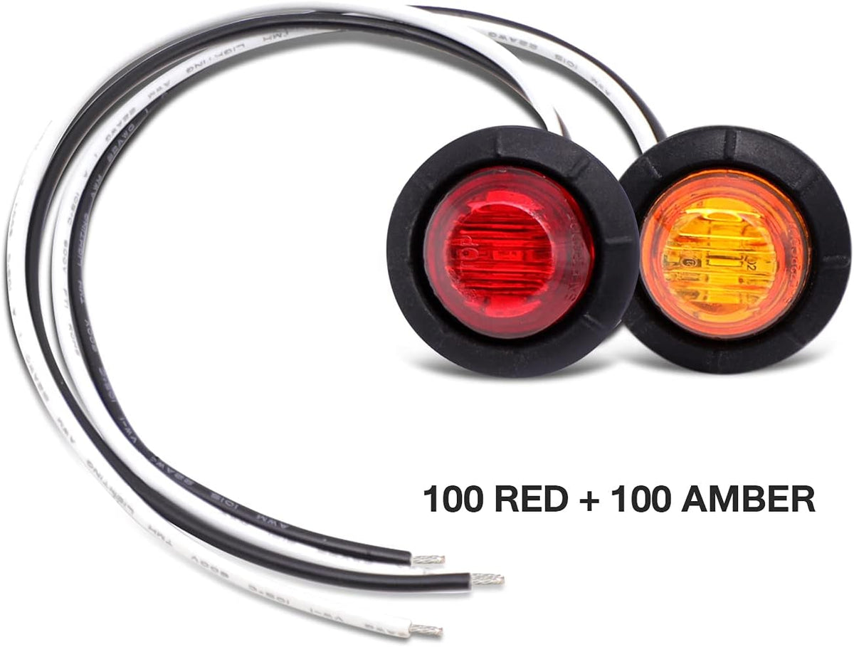 Pack of 200 3/4 Inch Amber LED Side Marker Lights G1544
