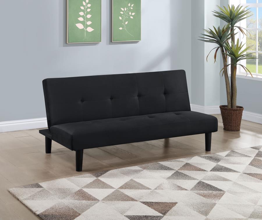 Black Upholstered Tufted Convertible Sofa Bed U1418