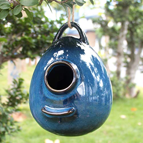 Blue Ceramic Hanging Birdhouse C4823