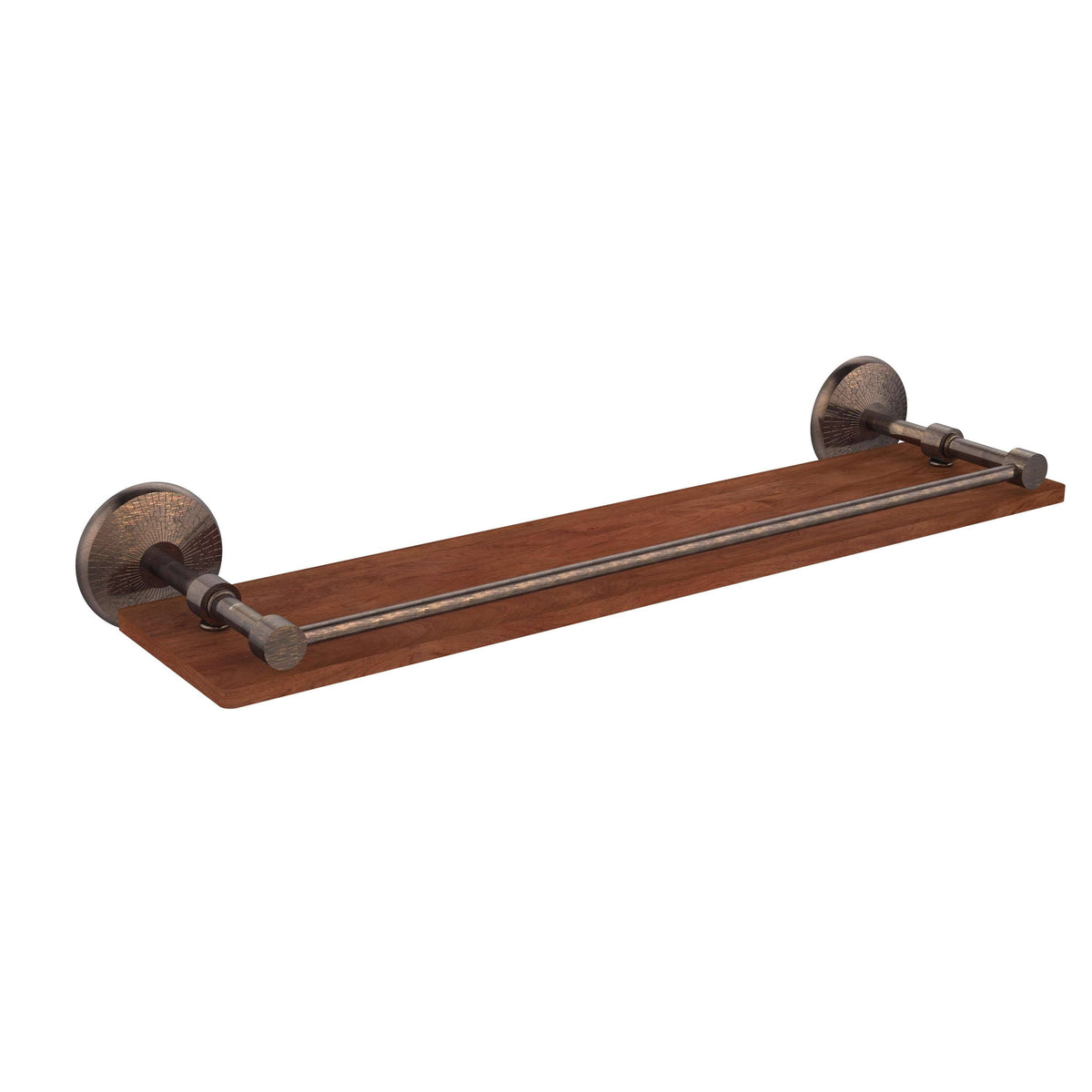 22 in. Solid Ironwood Shelf with Gallery Rail Venetian Bronze H650535