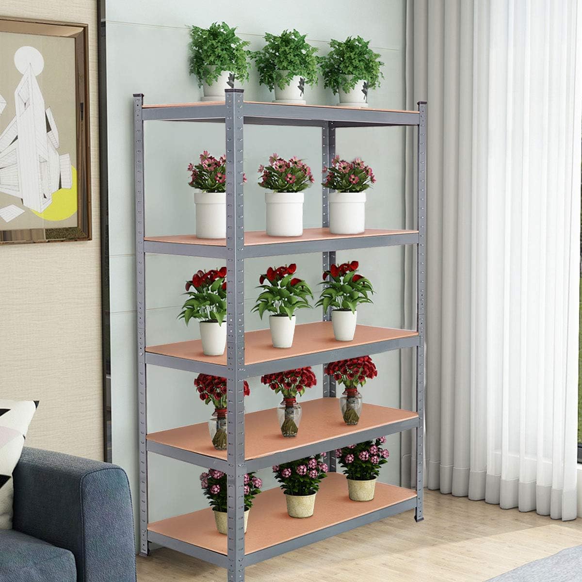 5-Tier Steel Storage Shelves with Adjustable Shelves (2 PCS) A272189