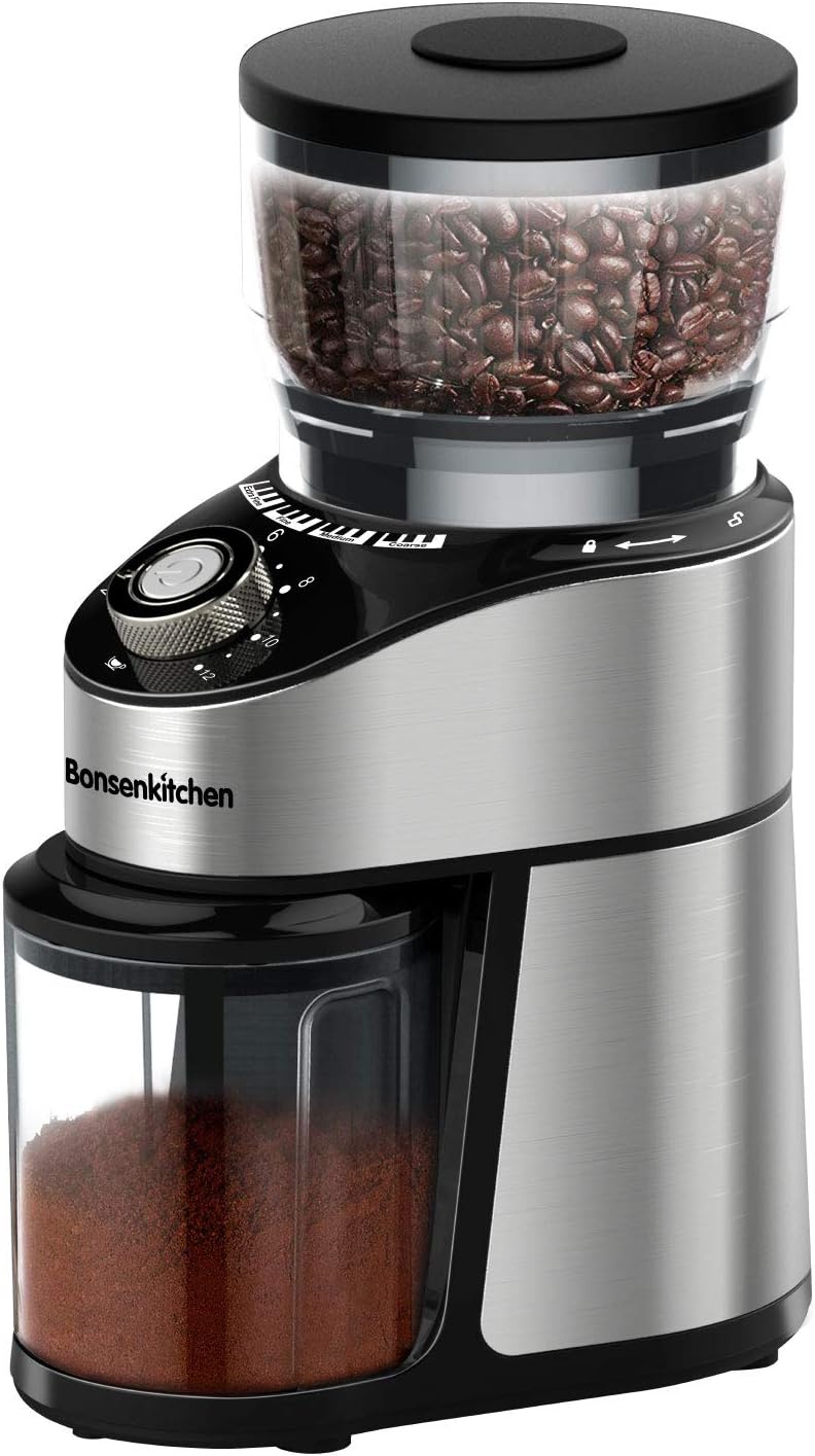 Stainless Steel Electric Conical Burr Coffee Grinder with 12 Grind Settings M28230