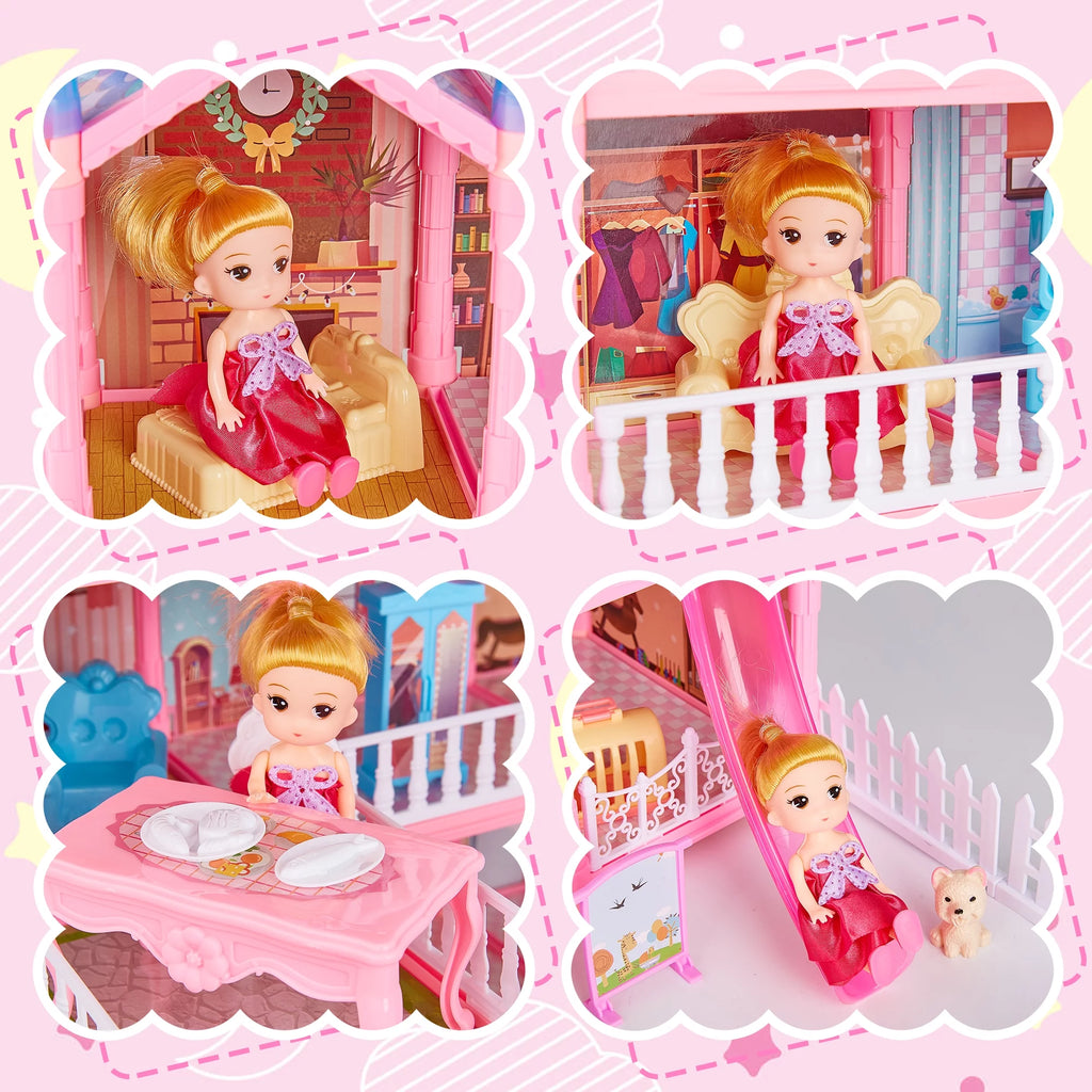5-Story 19 Rooms Dollhouse with 1 Doll Toy Figure O406027