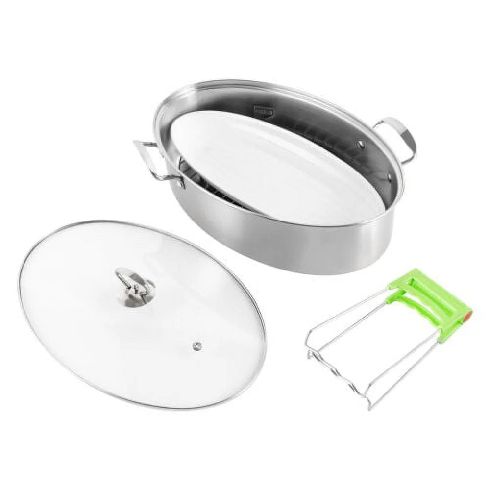 Stainless Steel Fish Steamer Pot with Glass Lid T639704