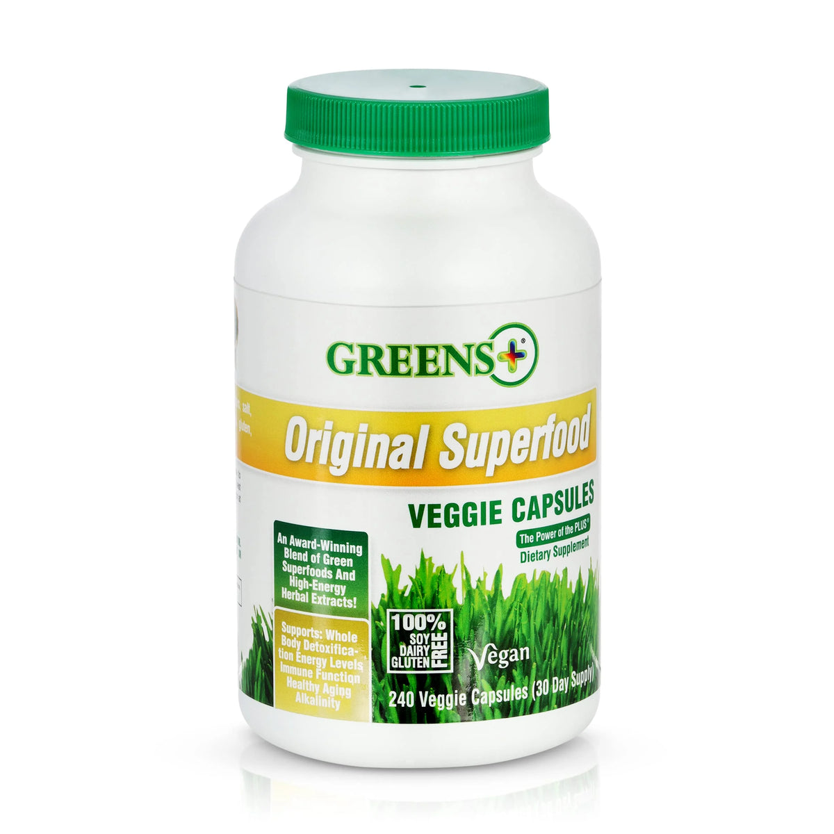 Organic Super Greens Veggie Capsules with Chlorella, Spirulina, Alfalfa & Wheat Grass, 240 caps M720