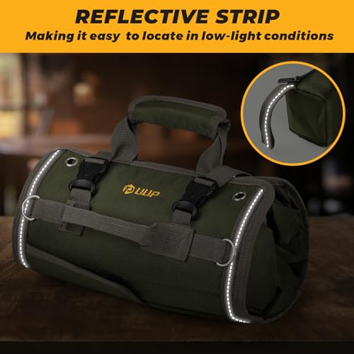 Green Roll Up Tool Bag with 2 Small Pouches I127