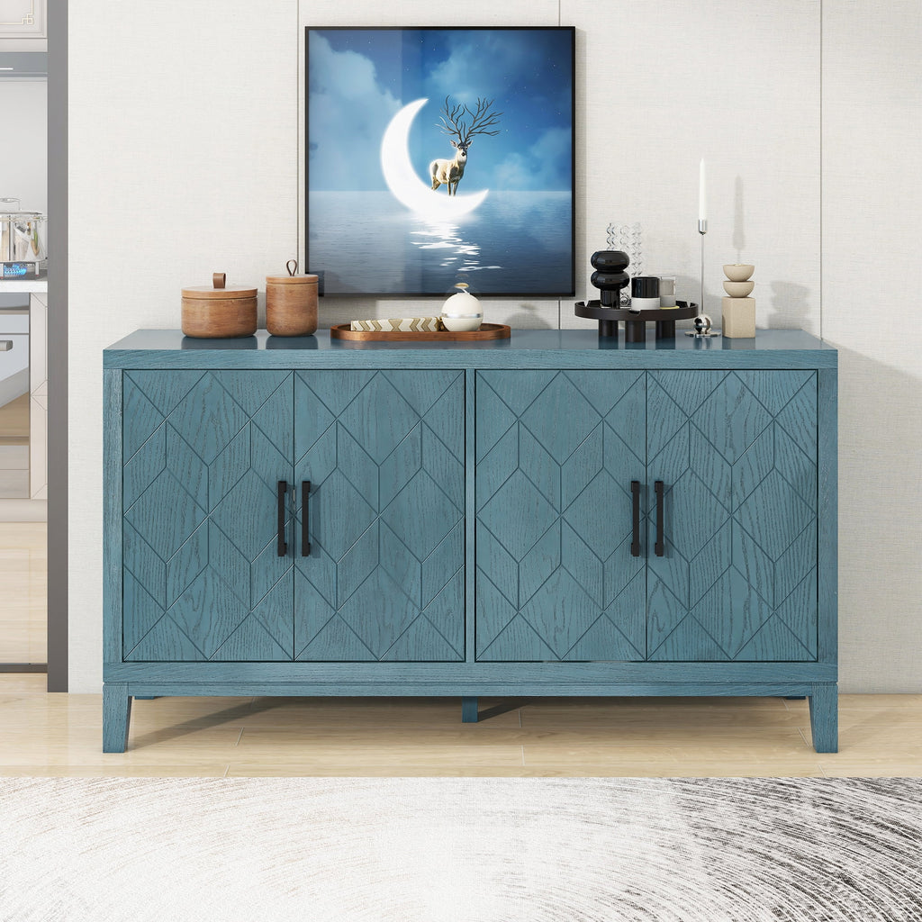 4-Door Retro Sideboard with Adjustable Shelves P9368