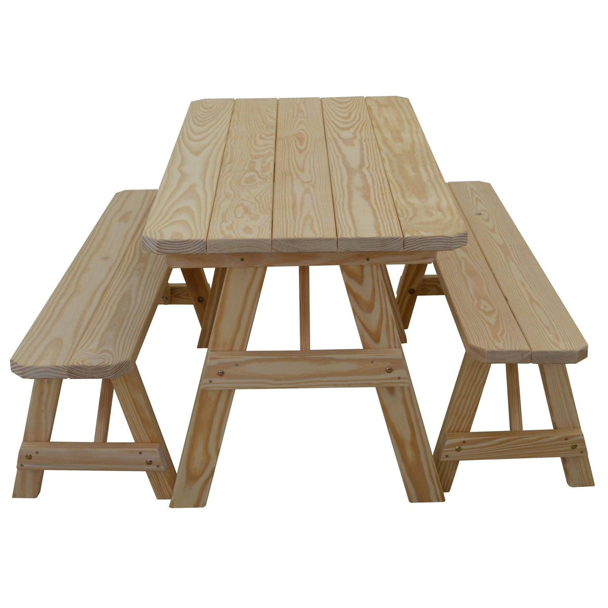 Walnut Stain Traditional Picnic Table with 2 Benches U472791