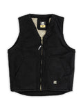 Washed Black Sherpa-Lined V-Neck Vest B628