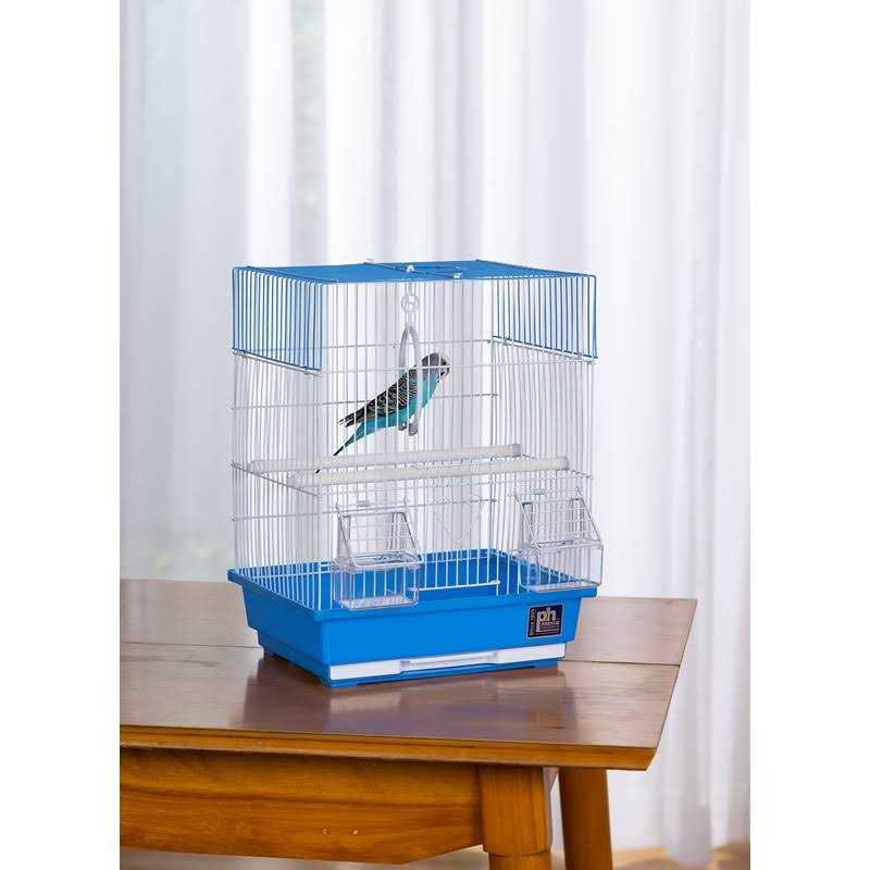 Flat Top Bird Cage Blue and White K374