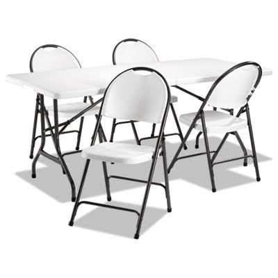 White/Black Anthracite Molded Resin Folding Chair, 4/Carton Y344936