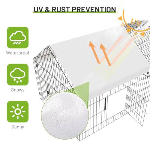 Large Metal Chicken Coop with Run, 9.8×13.1×6.6ft Walk-in Poultry Cage with Cover Z12406