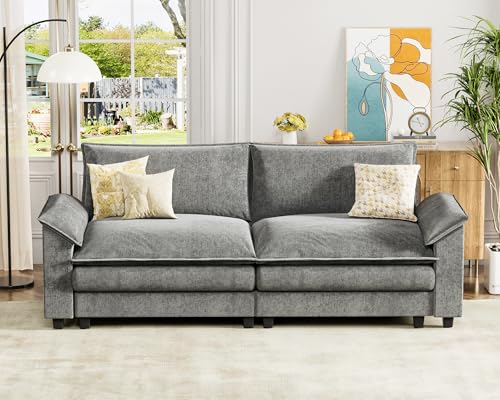 Light Grey L Shaped Chenille Sectional Sofa V1448