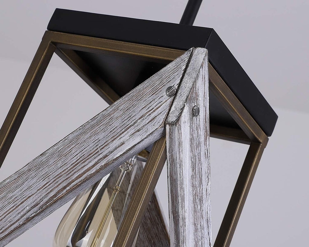 Antique Gold and Black Wood Pendant Light J631710