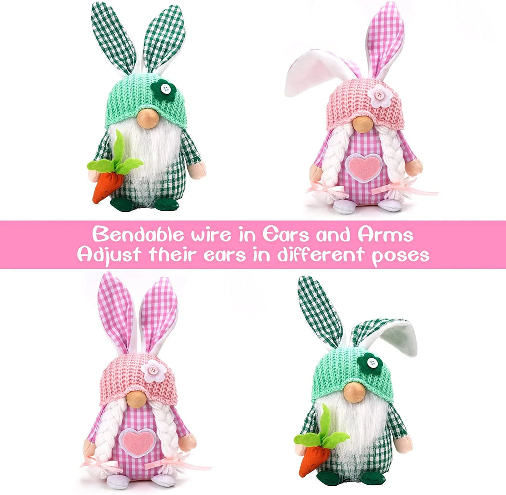 Easter Gnomes Decorations, 2 Pack Plush Gnome House Decor F3538