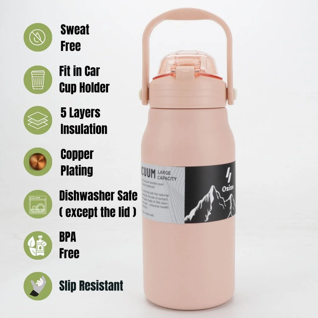 44 oz Insulated Stainless Steel Water Bottle with Straw C1393