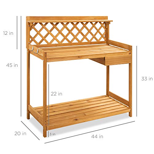 Wooden Potting Bench with Cabinet Drawer Y81294