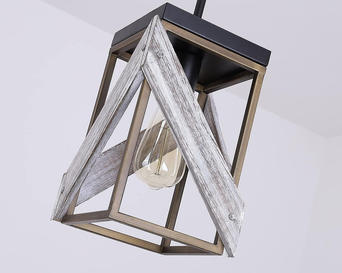 Antique Gold and Black Wood Pendant Light J631710