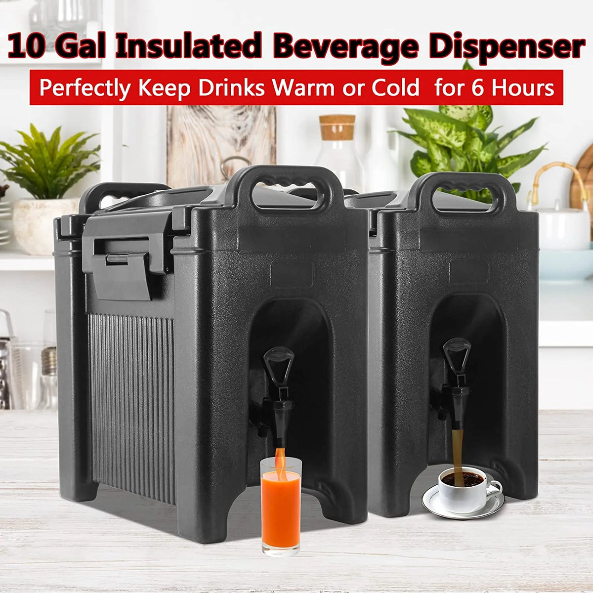Black Double-Walled Plastic Beverage Dispenser 2Pcs T651