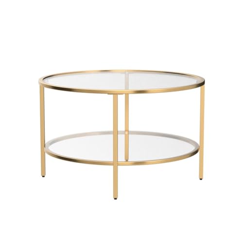 Round Glass Coffee Table with Storage C9090