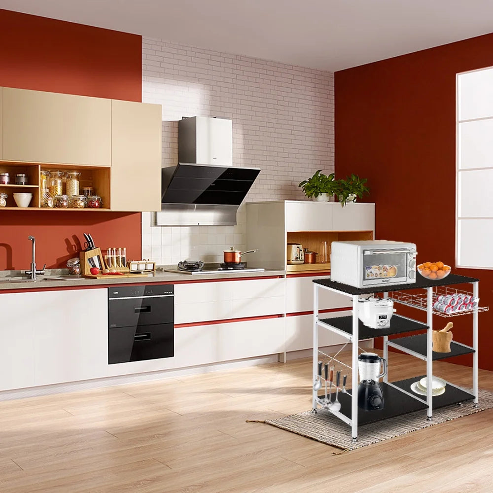 3 Tier Kitchen Rack Storage Shelf Microwave Stand, Dark Brown V595541