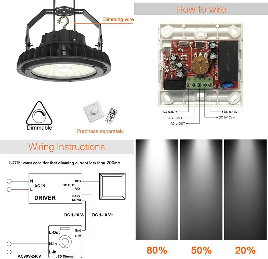 LED High Bay Light 150W 5000k Dimmable with 110V Plug C236
