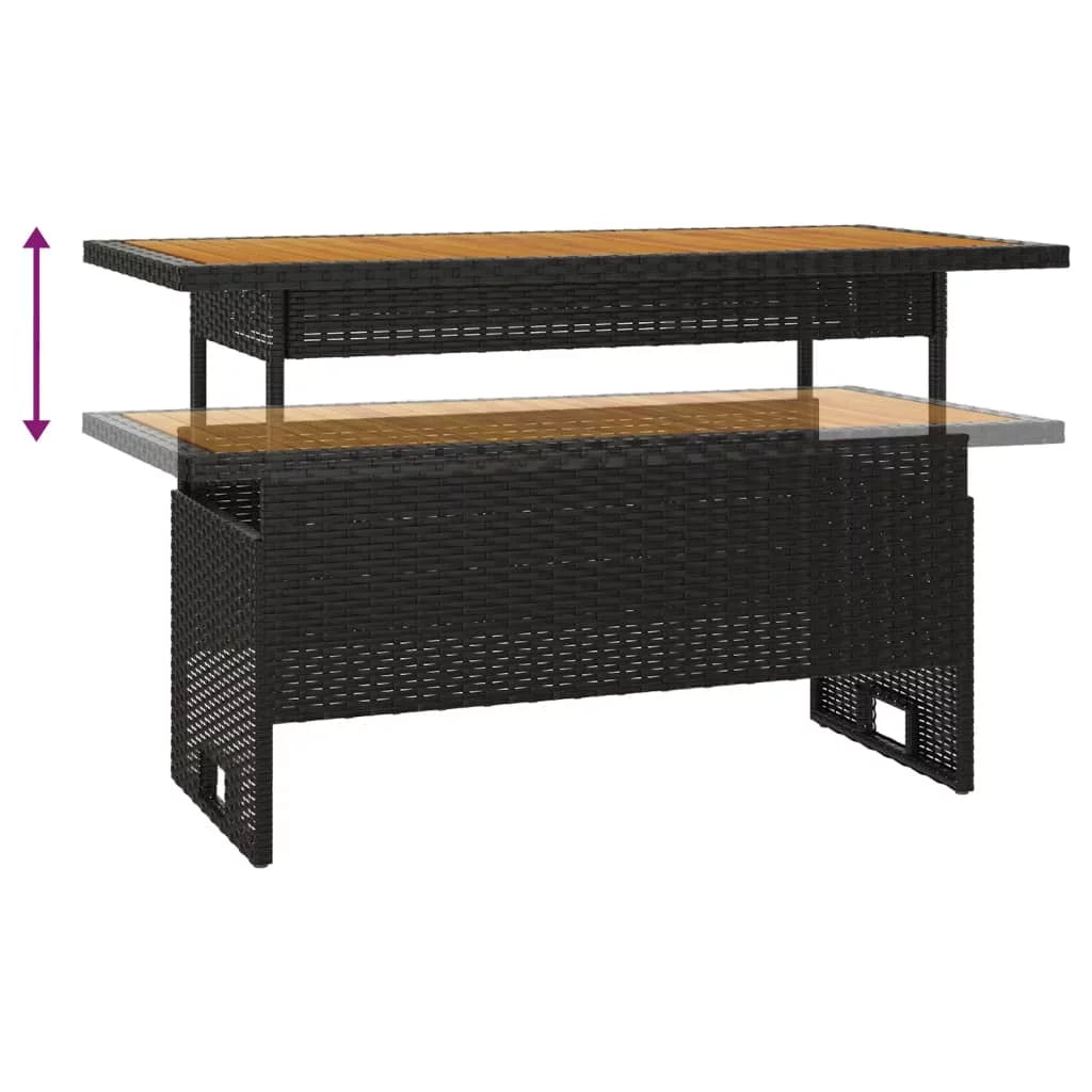 Black Solid Wood Acacia & Poly Rattan Patio Table B22105