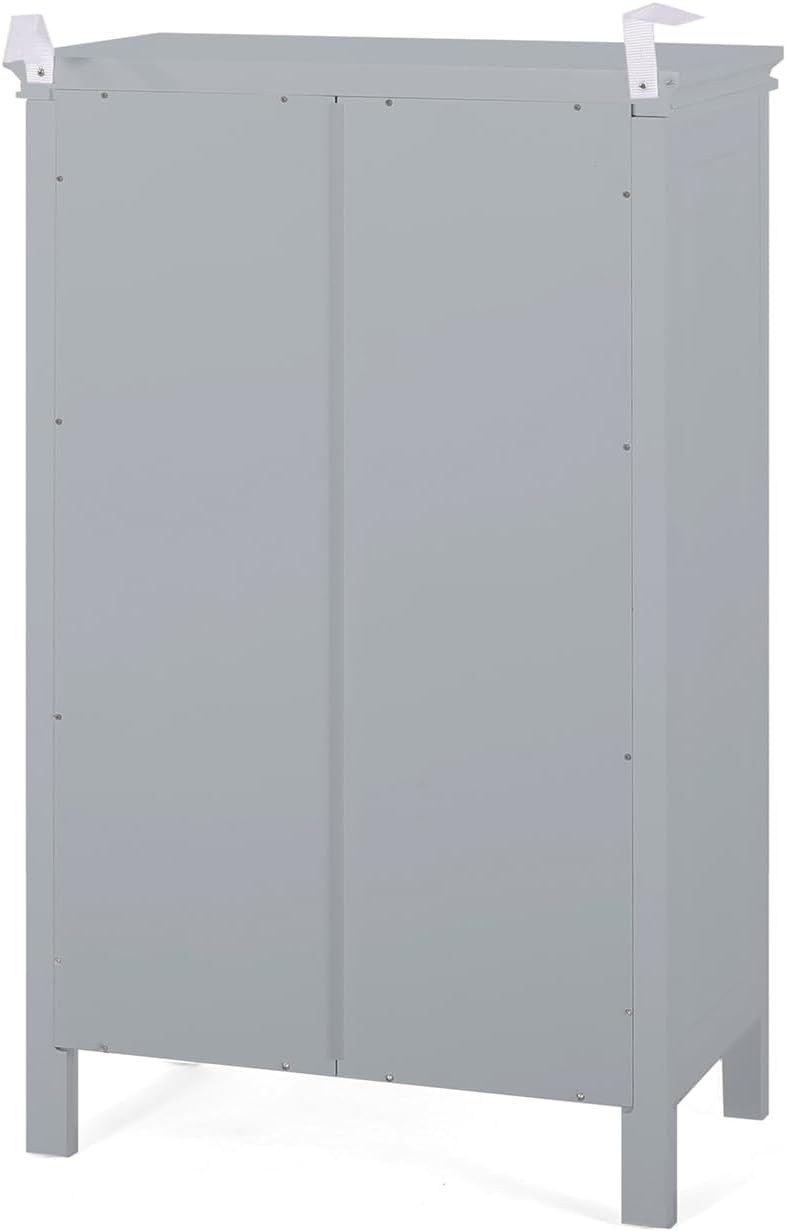 Wooden Bathroom Floor Cabinet with Drawer, Adjustable Shelf, 2-Door Cupboard N7752