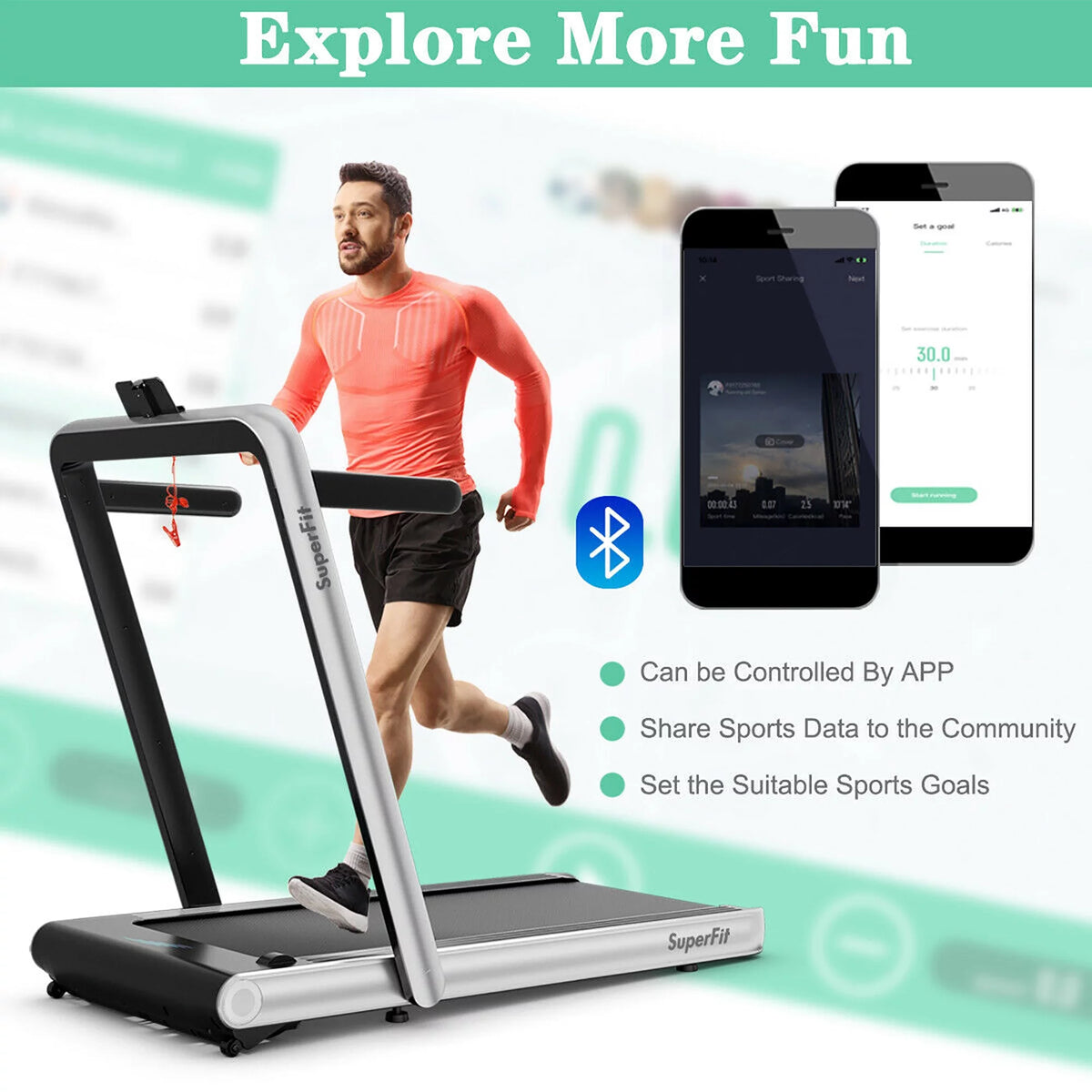 4.75HP 2 In 1 Folding Treadmill White G10316