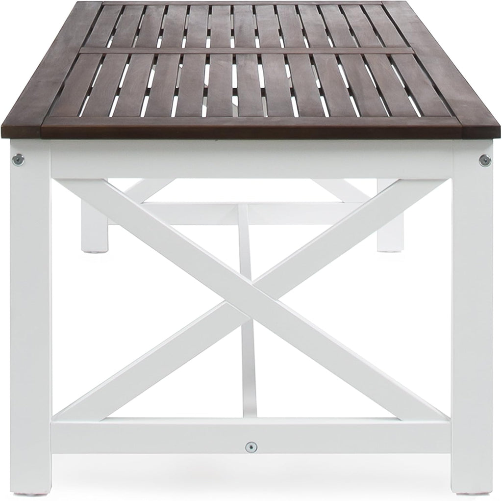 White Base / Dark Brown Top Acacia Wood Coffee Table C5797