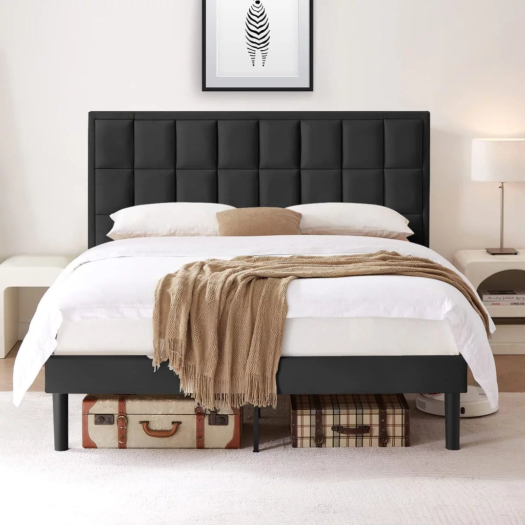 Twin Size Velvet Platform Bed Frame with Headboard L593749