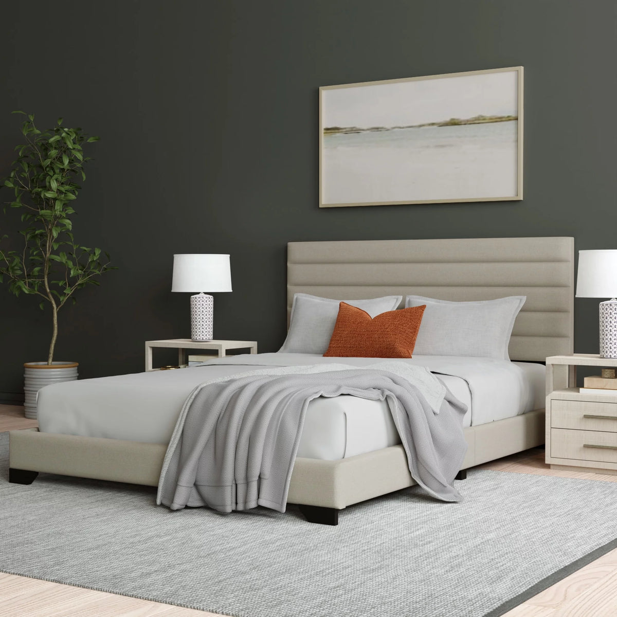 Queen Tufted Platform Bed Y173