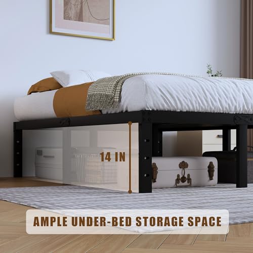 14 Inch Tall Black Heavy Duty Steel Bed Frame U7093
