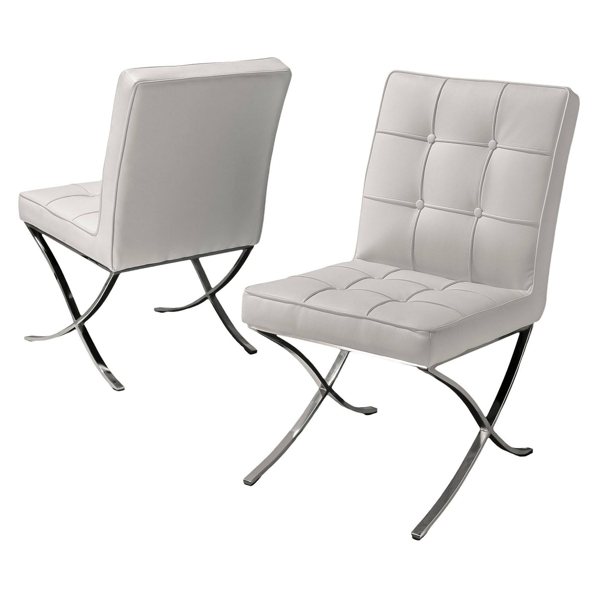 White Leather Dining Chair Set of 2 Q42115
