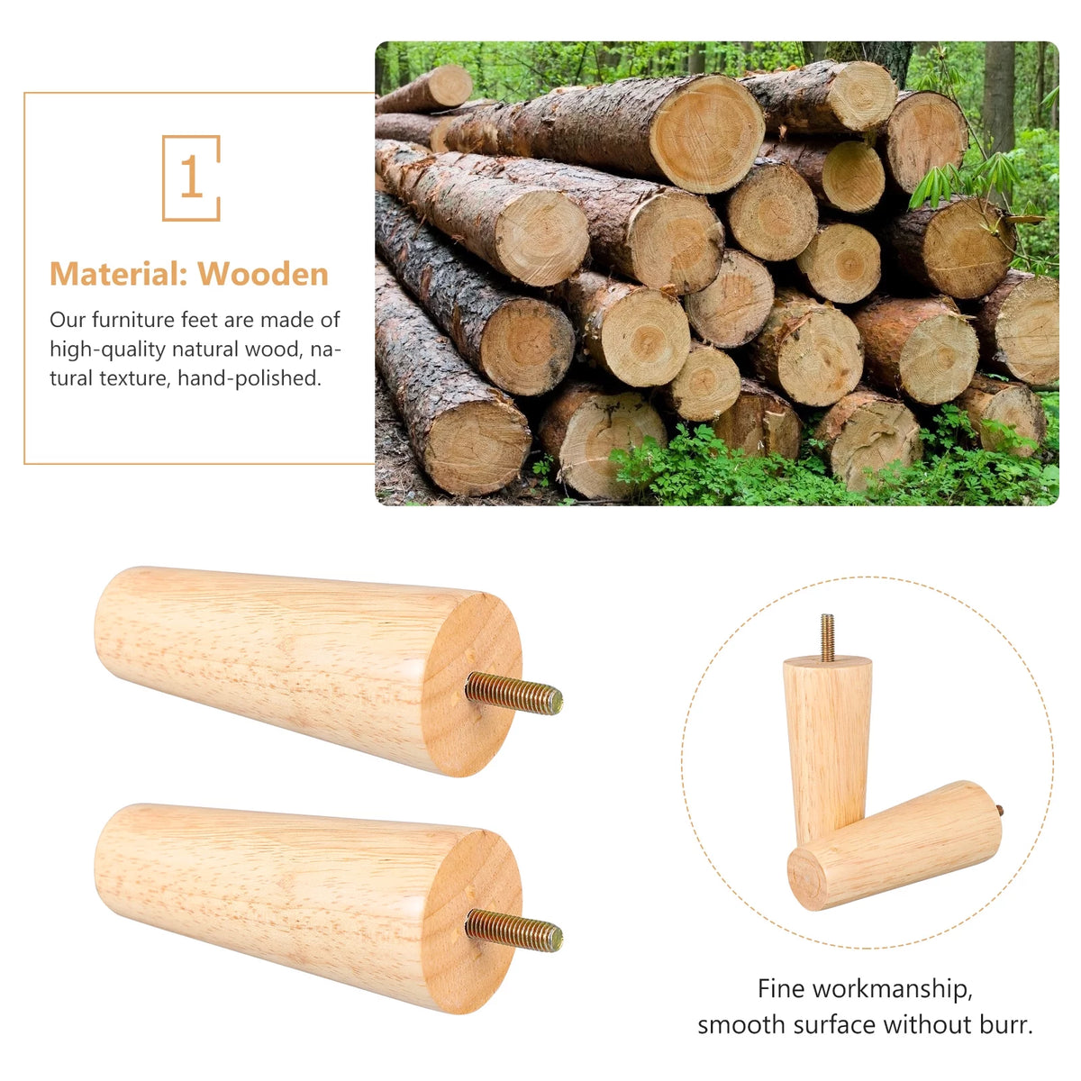 Wood Furniture Legs Set of 4 P3355