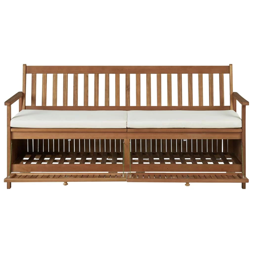 Storage Bench with Cushion Solid Acacia Wood Y204