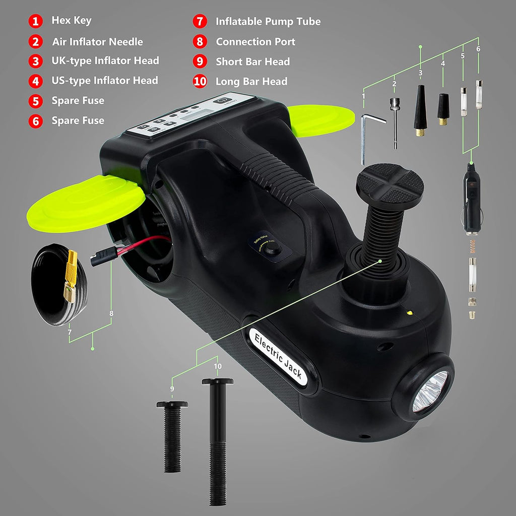 5 Ton 12V Electric Car Jack Kit with Impact Wrench & Inflator M507