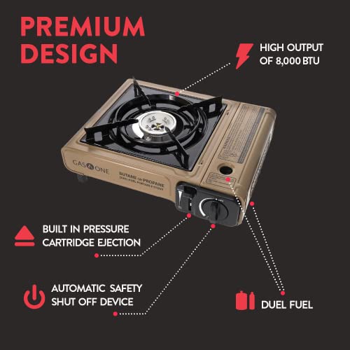Portable Dual Fuel Propane Butane Stove with Carrying Case N39033