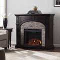 Ebony Brown Infrared Fireplace with Faux Stone C72908